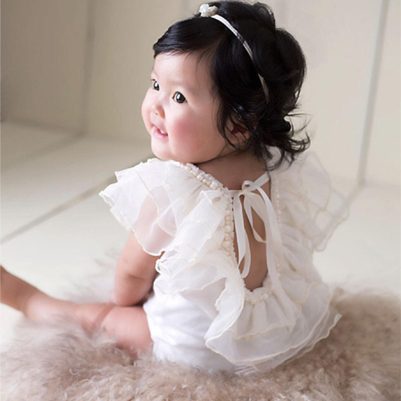 Mesh Lace Ruffled Baby Girl Romper