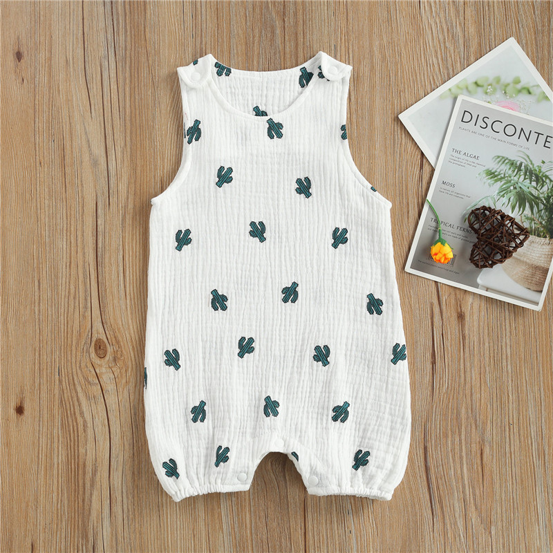 Sleeveless Cactus Print Romper