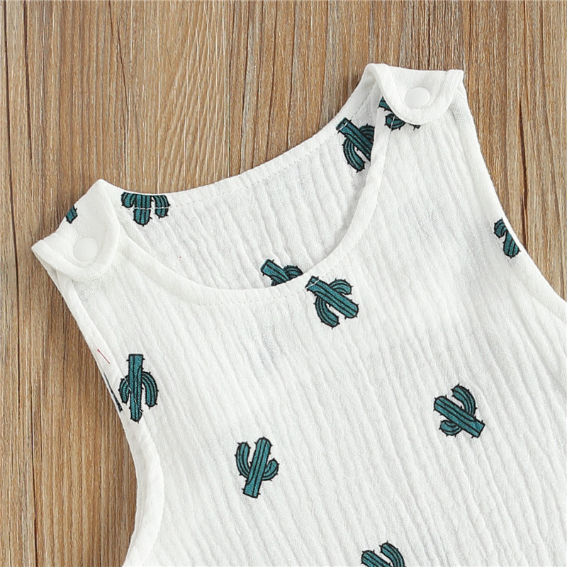 Sleeveless Cactus Print Romper