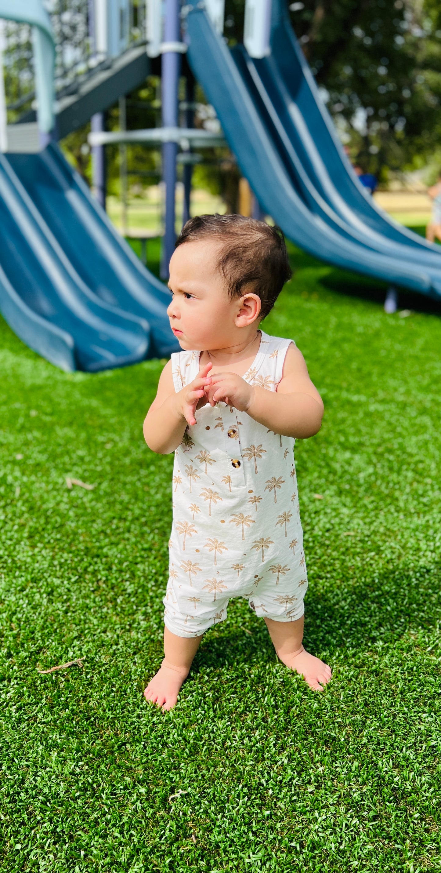 Baby Button Print Romper