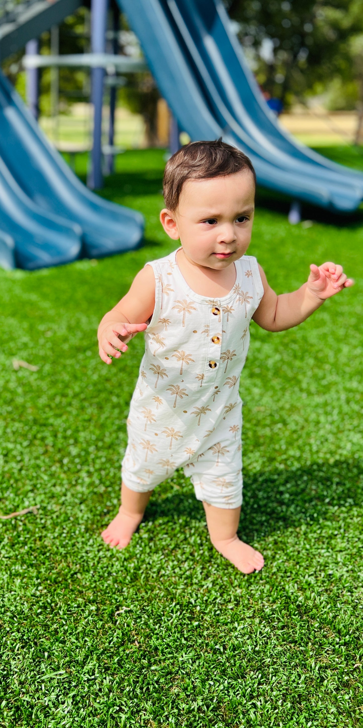 Baby Button Print Romper